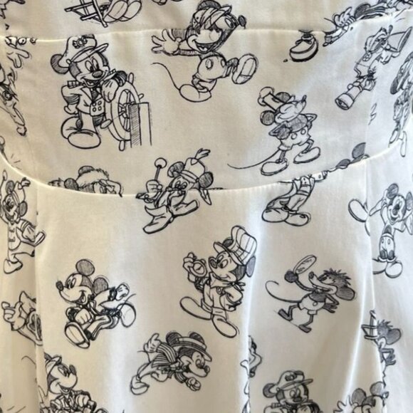 Disney 90th Birthday Mickey Mouse Dress Black & White Off-Shoulder Retro Style S - Picture 7 of 10